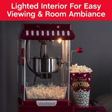 WestBend - 2.5-Ounce Popcorn Cart Popcorn Popper Machine - Red 4 WestBend - 2.5-Ounce Popcorn Cart Popcorn Popper Machine - Red - Image 4