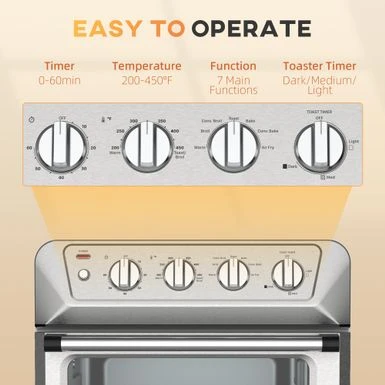HOMCOM 7-in-1 21 Qt. Air Fryer Toaster Oven Combo 1800W, 4 Slice Toaster Oven - Silver 8 HOMCOM 7-in-1 21 Qt. Air Fryer Toaster Oven Combo 1800W, 4 Slice Toaster Oven - Silver - Image 8