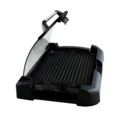 MegaChef Reversible Double Use Grill/Griddle With Glass Lid - Black