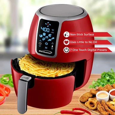 Brentwood Small 1400 Watt 4 Quart Electric Digital Air Fryer With Temperature Control In Red - 4 Quart - Red - 4 Quart 2 Brentwood Small 1400 Watt 4 Quart Electric Digital Air Fryer With Temperature Control In Red - 4 Quart - Red - 4 Quart - Image 2