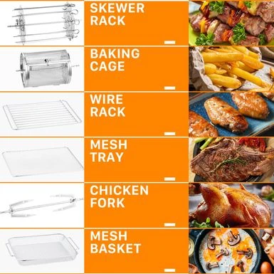 15 Qt. Black Air Fryer Oven With Rotisserie,Dehydrator, 8 Accessories - Black 5 15 Qt. Black Air Fryer Oven With Rotisserie,Dehydrator, 8 Accessories - Black - Image 5