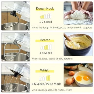 HOMCOM Stand Mixer With Splash Guard, Electric Hand Mixer Set With 6 Qt. Large Mixing Bowl - 14.5" X 9" X 14.5" - White 20 HOMCOM Stand Mixer With Splash Guard, Electric Hand Mixer Set With 6 Qt. Large Mixing Bowl - 14.5" X 9" X 14.5" - White - Image 20