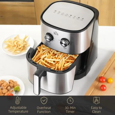 HOMCOM Family-Size Compact-Shape Air Fryer Oven Countertop Oven Cooking Gift - 14.25" X 11.5" X 13.5" - 14.25" X 11.5" X 13.5" - Silver 7 HOMCOM Family-Size Compact-Shape Air Fryer Oven Countertop Oven Cooking Gift - 14.25" X 11.5" X 13.5" - 14.25" X 11.5" X 13.5" - Silver - Image 7