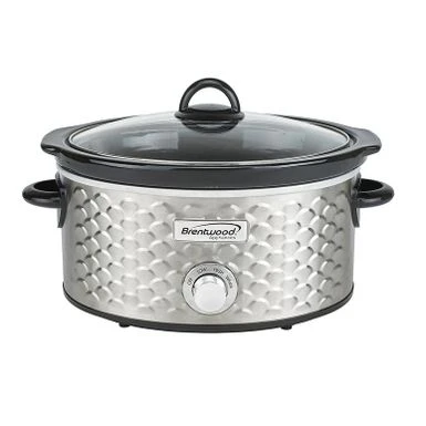 Brentwood Scallop Pattern 4.5 Quart Slow Cooker - Silver 2 Brentwood Scallop Pattern 4.5 Quart Slow Cooker - Silver - Image 2