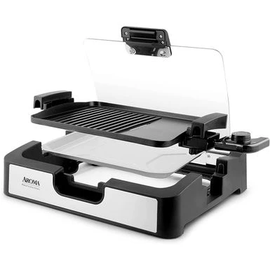 Aroma Housewares Smokeless Indoor Use Electric, 17x13 Inch, Black - Black 3 Aroma Housewares Smokeless Indoor Use Electric, 17x13 Inch, Black - Black - Image 3