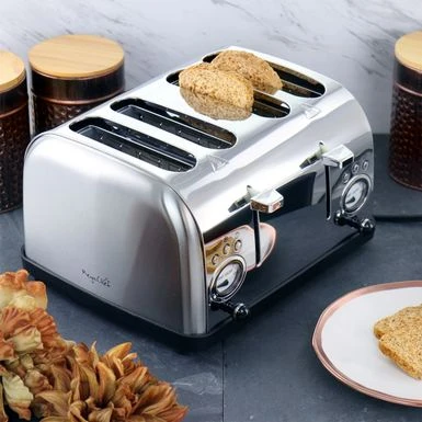 MegaChef 4 Slice Wide Slot Toaster With Variable Browning In Silver - 4 Slice - Stainless Steel - 4 Slice 5 MegaChef 4 Slice Wide Slot Toaster With Variable Browning In Silver - 4 Slice - Stainless Steel - 4 Slice - Image 5