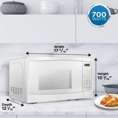 Danby .7 Cu. Ft. Counter-top 700 Watt Microwave In White - White 3 Danby .7 Cu. Ft. Counter-top 700 Watt Microwave In White - White - Image 3