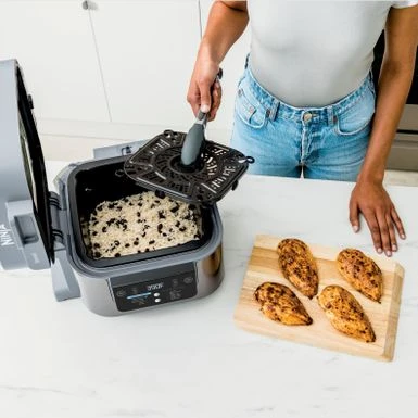 Ninja - Speedi Air Fryer & Rapid Cooker, 6-Qt. Capacity, 12-in-1 Functionality, 15-Minute Meals - Sea Salt Gray 8 Ninja - Speedi Air Fryer & Rapid Cooker, 6-Qt. Capacity, 12-in-1 Functionality, 15-Minute Meals - Sea Salt Gray - Image 8