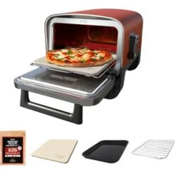 Ninja - Woodfire 8-in-1 Outdoor Oven, 700°F High Heat Roaster, Pizza Oven, BBQ Smoker With Woodfire Technology - Terracotta Red
