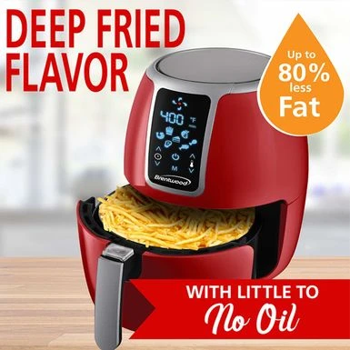 Brentwood Small 1400 Watt 4 Quart Electric Digital Air Fryer With Temperature Control In Red - 4 Quart - Red - 4 Quart 5 Brentwood Small 1400 Watt 4 Quart Electric Digital Air Fryer With Temperature Control In Red - 4 Quart - Red - 4 Quart - Image 5