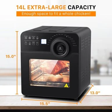 15 Qt. Black Air Fryer Oven With Rotisserie,Dehydrator, 8 Accessories - Black 6 15 Qt. Black Air Fryer Oven With Rotisserie,Dehydrator, 8 Accessories - Black - Image 6