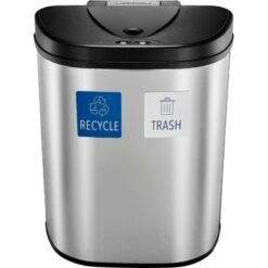 Insigniaâ„¢ - 18 Gal. Automatic Trash Can With Recycle And Waste Divider - Stainless Steel