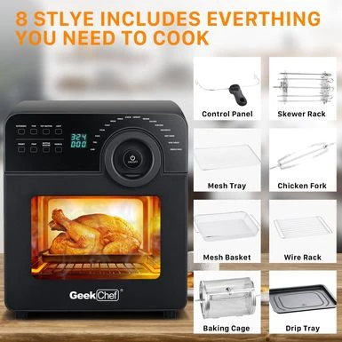 Digital 16-In-1 Air Fryer Toaster Oven - Black 9 Digital 16-In-1 Air Fryer Toaster Oven - Black - Image 9