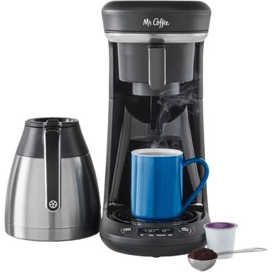 Mr. Coffee® Mr. Coffee - Space-Saving Combo 10-Cup Coffee Maker And Pod Single Serve Brewer - Stainless-Steel/Black 2 Mr. Coffee® Mr. Coffee - Space-Saving Combo 10-Cup Coffee Maker And Pod Single Serve Brewer - Stainless-Steel/Black - Image 2