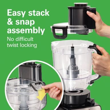 Hamilton Beach Stack & Snap 14 Cup Duo Food Processor - Black 4 Hamilton Beach Stack & Snap 14 Cup Duo Food Processor - Black - Image 4