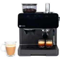 GE Profile - Semi-Automatic Espresso Machine With 15 Bars Of Pressure, Milk Frother, And Built-In Wi-Fi - Black