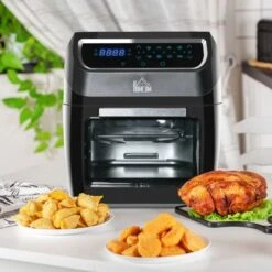 HOMCOM Large Air Fryer Oven With Family Size, Countertop Oven Cooking Gift - 12.5" X 13.25" X 14.5" - 12.5" X 13.25" X 14.5" - Black