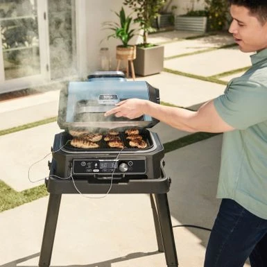 Ninja - Woodfire ProConnect Premium XL Outdoor 7-in-1 Grill & Smoker, App Enabled, Air Fryer, 2 Built-In Thermometers - Blue 2 Ninja - Woodfire ProConnect Premium XL Outdoor 7-in-1 Grill & Smoker, App Enabled, Air Fryer, 2 Built-In Thermometers - Blue - Image 2