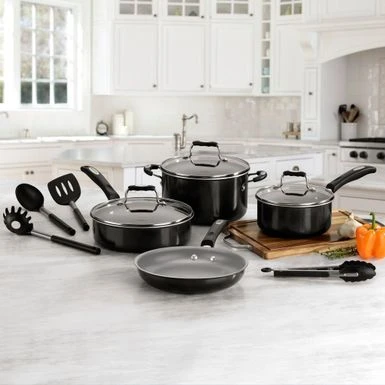 Cuisinart - Ceramic Nonstick 11 PC Cookware Set - Black 2 Cuisinart - Ceramic Nonstick 11 PC Cookware Set - Black - Image 2