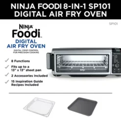 Ninja - Foodi 8-in-1 Digital Air Fry Oven, Toaster, Flip-Away Storage, Dehydrate, Keep Warm - Stainless Steel/Black -Blender Spark Deals Store a1b2ec60 62d0 4cc4 8d00 a87e9a36ca1f