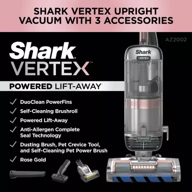 Shark - Vertex DuoClean PowerFin Upright Vacuum With Powered Lift-Away And Self-Cleaning Brushroll - Rose Gold 15 Shark - Vertex DuoClean PowerFin Upright Vacuum With Powered Lift-Away And Self-Cleaning Brushroll - Rose Gold - Image 15