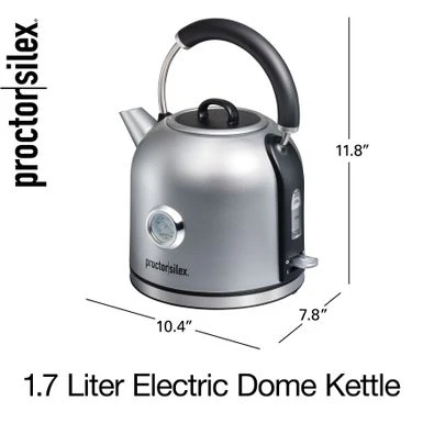 Proctor Silex 1.7 Liter Electric Dome Kettle - Silver 8 Proctor Silex 1.7 Liter Electric Dome Kettle - Silver - Image 8
