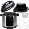 Thomson TFPC607 9-in-1 Pressure Cooker And Air Fryer With Dual Lid, Slow Cooker And More, Digital Touch Display, 6.5 QT Capacity, Included Cooking Accessories - Stainless Steel