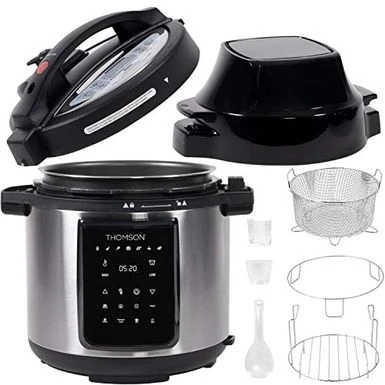 Thomson TFPC607 9-in-1 Pressure Cooker And Air Fryer With Dual Lid, Slow Cooker And More, Digital Touch Display, 6.5 QT Capacity, Included Cooking Accessories - Stainless Steel 1 Thomson TFPC607 9-in-1 Pressure Cooker And Air Fryer With Dual Lid, Slow Cooker And More, Digital Touch Display, 6.5 QT Capacity, Included Cooking Accessories - Stainless Steel