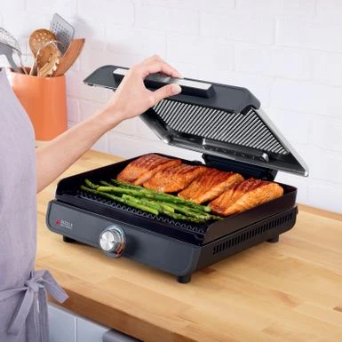 Ninja - Sizzle Smokeless Countertop Indoor Grill & Griddle With Interchangeable Grill And Griddle Plates - Gray/Silver 7 Ninja - Sizzle Smokeless Countertop Indoor Grill & Griddle With Interchangeable Grill And Griddle Plates - Gray/Silver - Image 7
