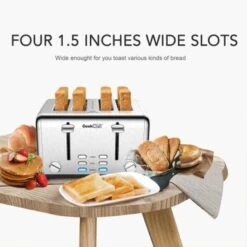 4 Slice Toaster Extra-Wide Slots Stainless Steel Toaster - Black/Silver -Blender Spark Deals Store c1130744 93fe 498a 9d72 952dd72f6cf7