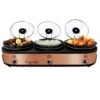 MegaChef 3 Set 2.5Qt Slow Cooker Server Copper/Black With Ceramic Pots - Black