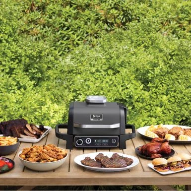 Ninja - Woodfire Outdoor Grill & Smoker, 7-in-1 Master Grill, BBQ Smoker, & Outdoor Air Fryer With Woodfire Technology - Grey 3 Ninja - Woodfire Outdoor Grill & Smoker, 7-in-1 Master Grill, BBQ Smoker, & Outdoor Air Fryer With Woodfire Technology - Grey - Image 3