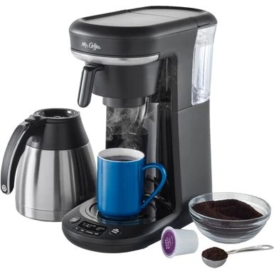 Mr. Coffee® Mr. Coffee - Space-Saving Combo 10-Cup Coffee Maker And Pod Single Serve Brewer - Stainless-Steel/Black 1 Mr. Coffee® Mr. Coffee - Space-Saving Combo 10-Cup Coffee Maker And Pod Single Serve Brewer - Stainless-Steel/Black