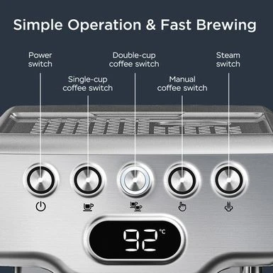 Espresso Machine, 20-Bar Pump Coffee Maker With 1.8L Water Tank - Silver 4 Espresso Machine, 20-Bar Pump Coffee Maker With 1.8L Water Tank - Silver - Image 4