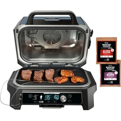 Ninja - Woodfire ProConnect Premium XL Outdoor 7-in-1 Grill & Smoker, App Enabled, Air Fryer, 2 Built-In Thermometers - Blue 1 Ninja - Woodfire ProConnect Premium XL Outdoor 7-in-1 Grill & Smoker, App Enabled, Air Fryer, 2 Built-In Thermometers - Blue
