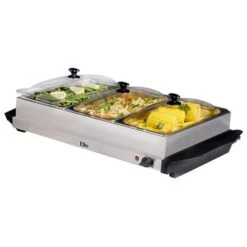 Elite Gourmet - 3 Tray Electric Buffet Server - Stainless Steel