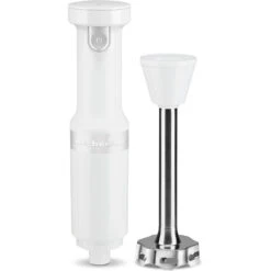 KitchenAid Cordless Variable-Speed Immersion Blender In White With Whisk And Blending Jar -Blender Spark Deals Store khbbv53wh 4